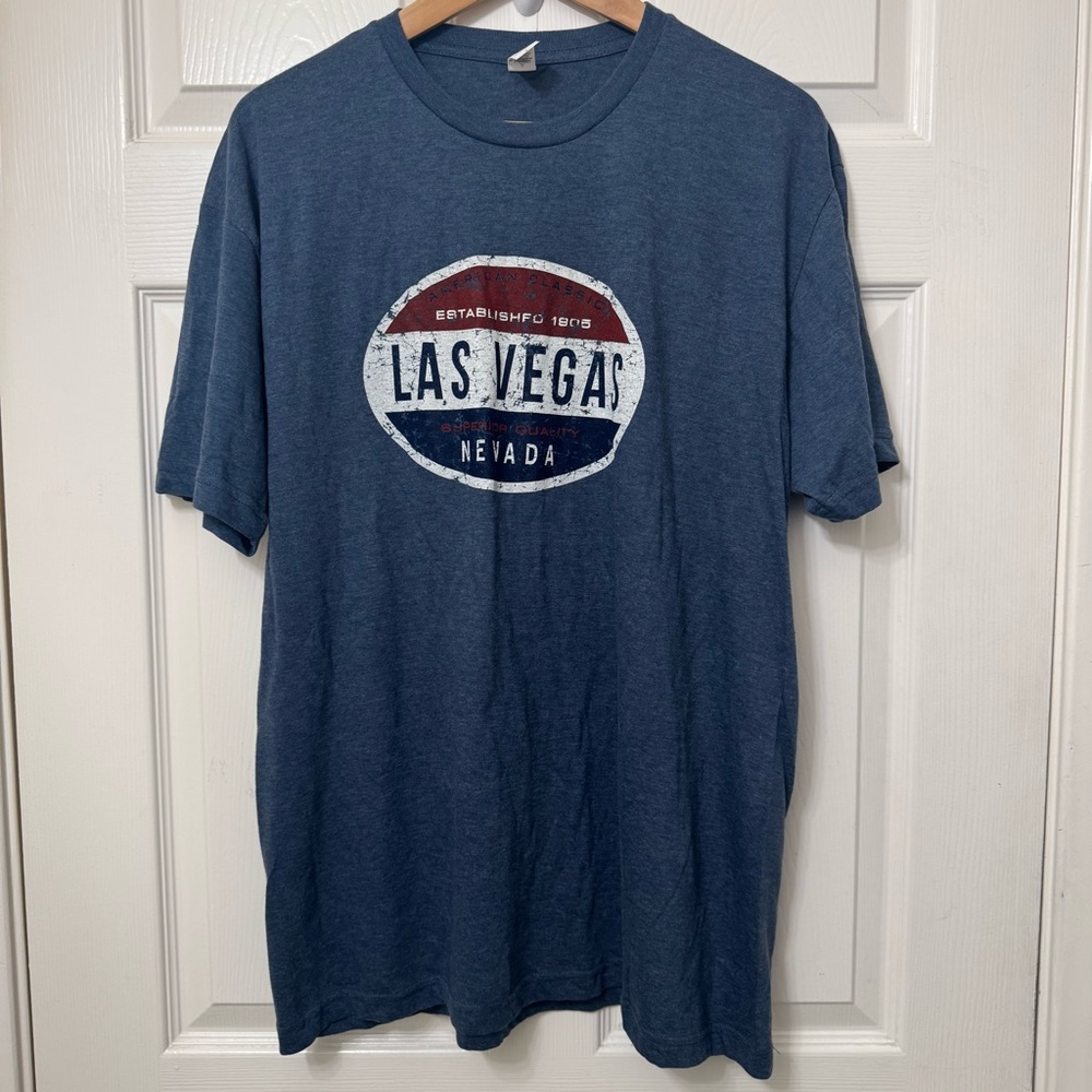 Las Vegas Nevada Blue Gray Men’s Large Graphic T-Shirt Short sleeve Crew Neck